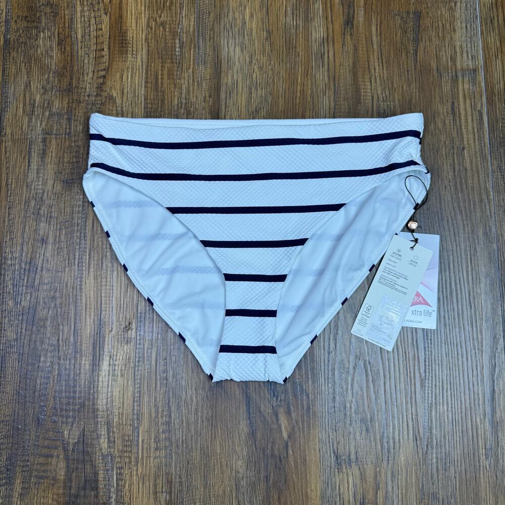 Calia Core Mid Rise bottom SMALL White Blue Stripe horizontal stripe textured